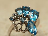 серебреное кольцо с натуральным топазом-435