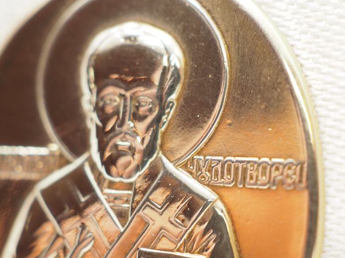 Подвеска иконка Николай Чудотворец серебро с золочением-555